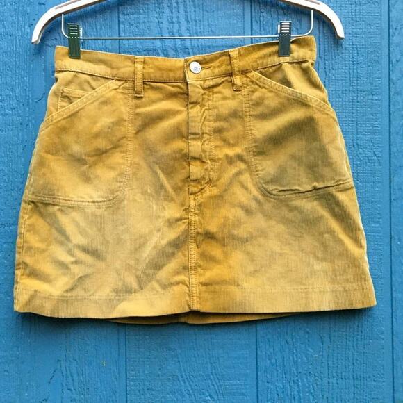 Re/Done Women's Size 29 Mustard Yellow Corduroy 70s Style Mini Skirt - Picture 4 of 7